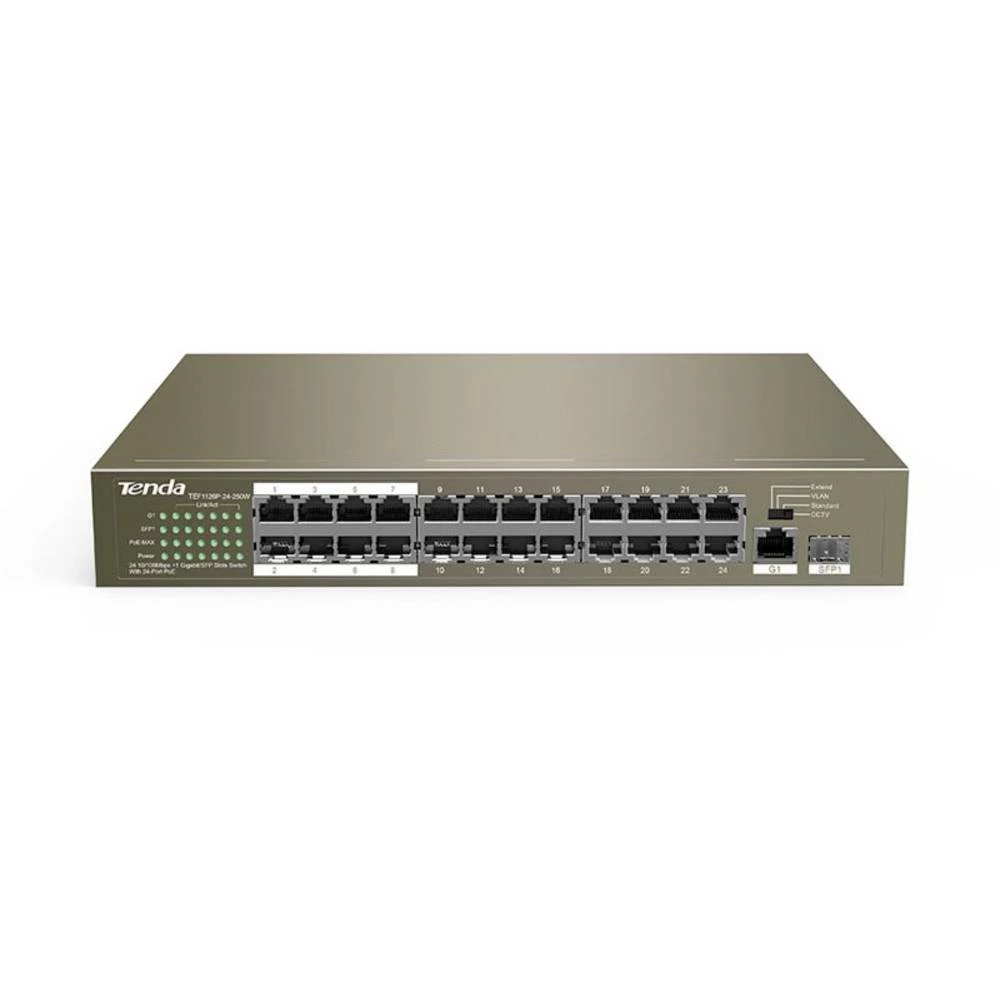 Tenda    TEF1126P-24-250W    mrežni preklopnik    25 ulaza    10 / 100 MBit/s    PoE funkcija slika