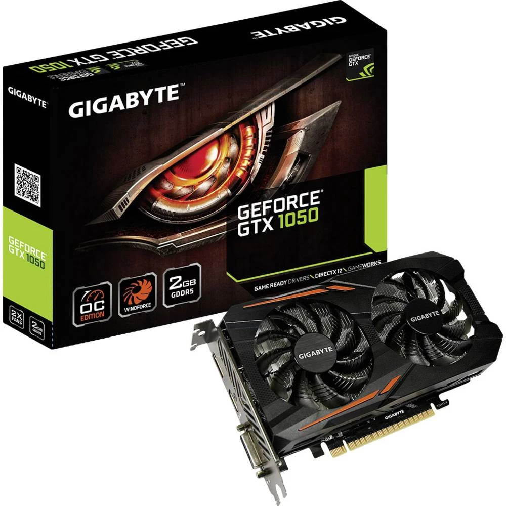 Grafička kartica Gigabyte Nvidia GeForce GTX1050 Overclocked 2 GB GDDR5-RAM PCIe x16 HDMI&trade;, DVI, DisplayPort slika