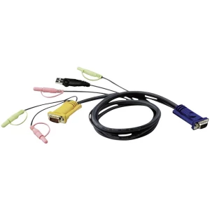 KVM Priključni kabel [1x Muški konektor VGA - 1x Muški konektor VGA, Muški konektor USB 1.1 tipa A] 1.8 m Crna ATEN slika