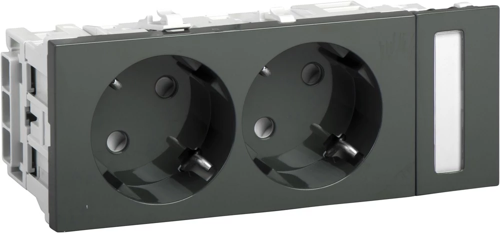 Schneider Electric INS62001 Kabelske kanalice Schneider INS62001 dvostruki sigurnosni kontakt Siva slika