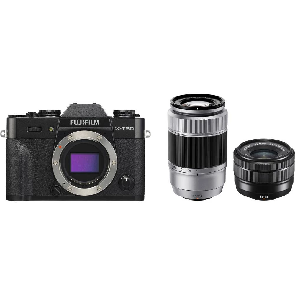 Sistemska kamera Fujifilm X-T30 XC 15-45 mm + XC 50-230 mm 26.1 MPix Crna Zaslon osjetljiv na dodir, Elektroničko tražilo, Nagib slika