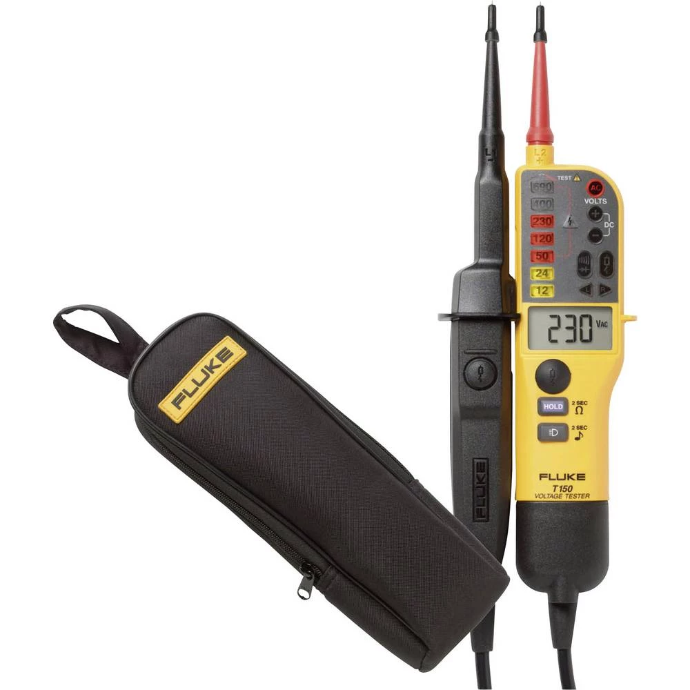 dvopolni tester napona Fluke T150/C150 CAT III 690 V, CAT IV 600 V LED, LCD, akustički, vibracijski tvornički standard (vlastiti slika