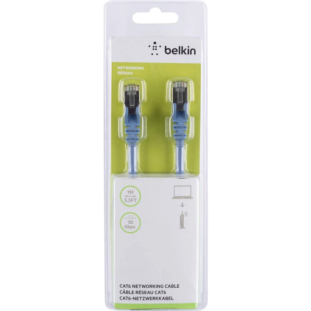 LAN (RJ45) Mreža Priključni kabel CAT 6 S/FTP 1 m Plava boja sa zaštitom za nosić Belkin slika