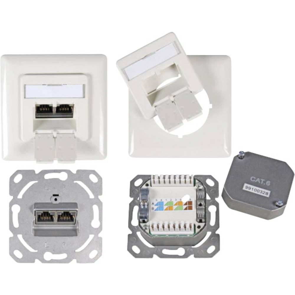 Mrežna utičnica Podžbukna Upotreba/utičnica sa središnjom pločom i okvirom CAT 6 EFB Elektronik ET-25211.2V1 Čista bijela (RAL 9 slika
