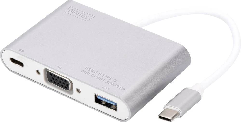 Digitus DA-70839 2+1 ulaza USB 3.0 Hub Sa USB-C utikačem, S portom za brzo punjenje, S aluminijskim kućištem Aluminij slika