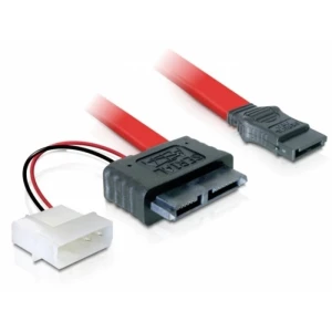 DeLOCK kabel SATA Slimline ženski + 2pin napajanja> SATA SATA kabel 0,3 m crveni Delock tvrdi disk priključni kabel 0.3 m crvena slika