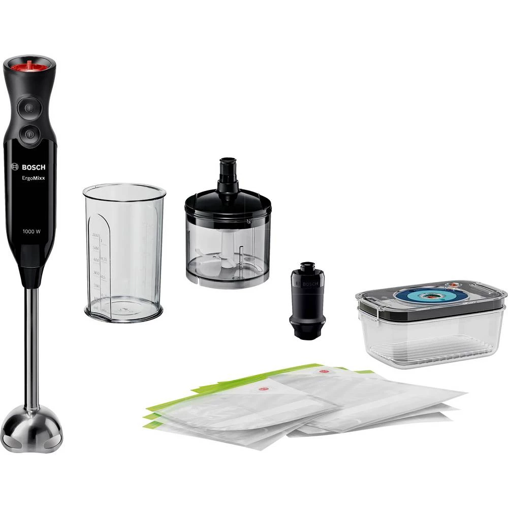 štapni mikser Bosch Haushalt MS6CB61V1 1000 W s usisom zraka crna, plemeniti čelik slika