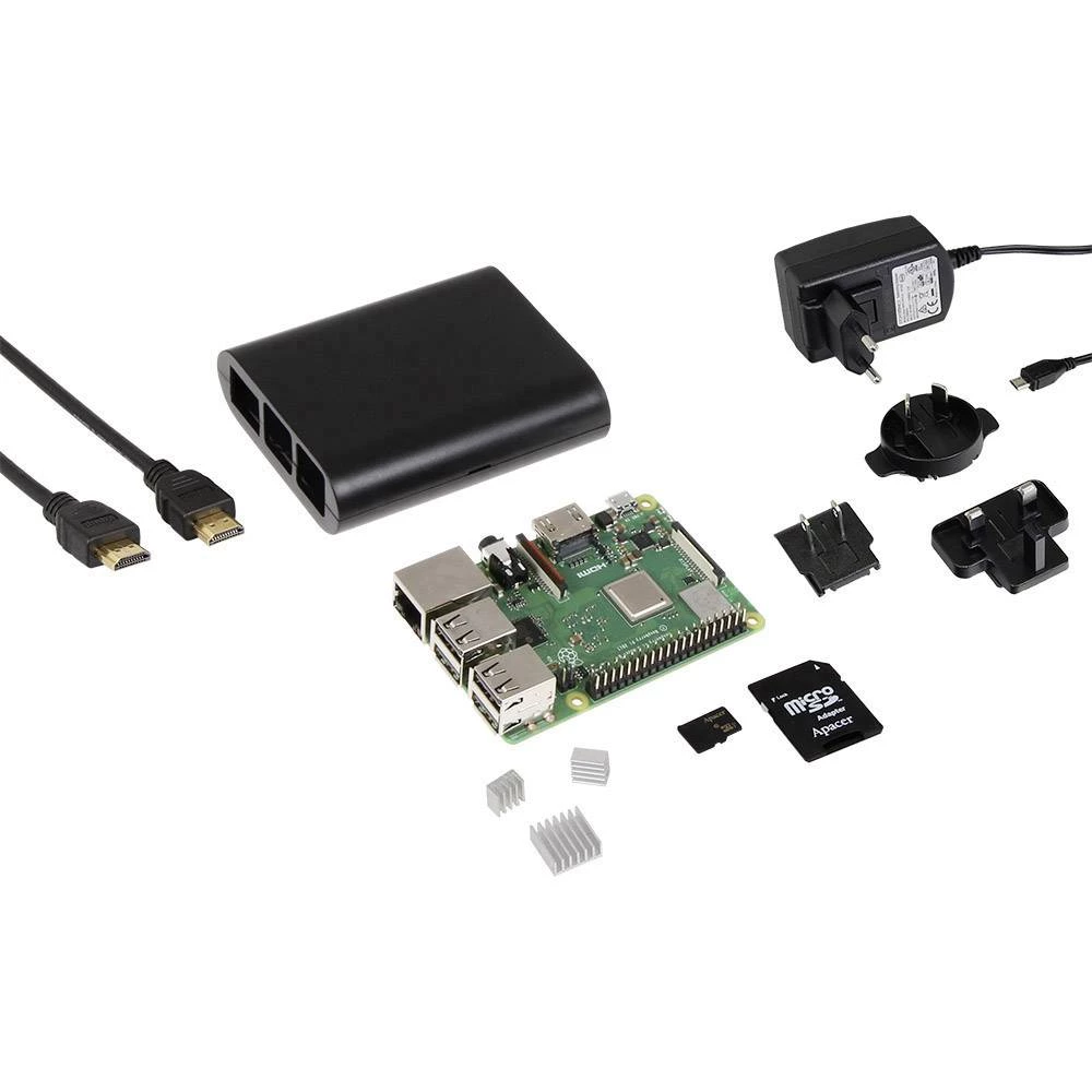 Raspberry Pi&reg; 3 B+ Raspberry 3B+ BASIC SET 1 GB 4 x 1.4 GHz uklj. kućište, Uklj. napajanje, Uklj. Noobs OS, uklj. hladnjak J slika