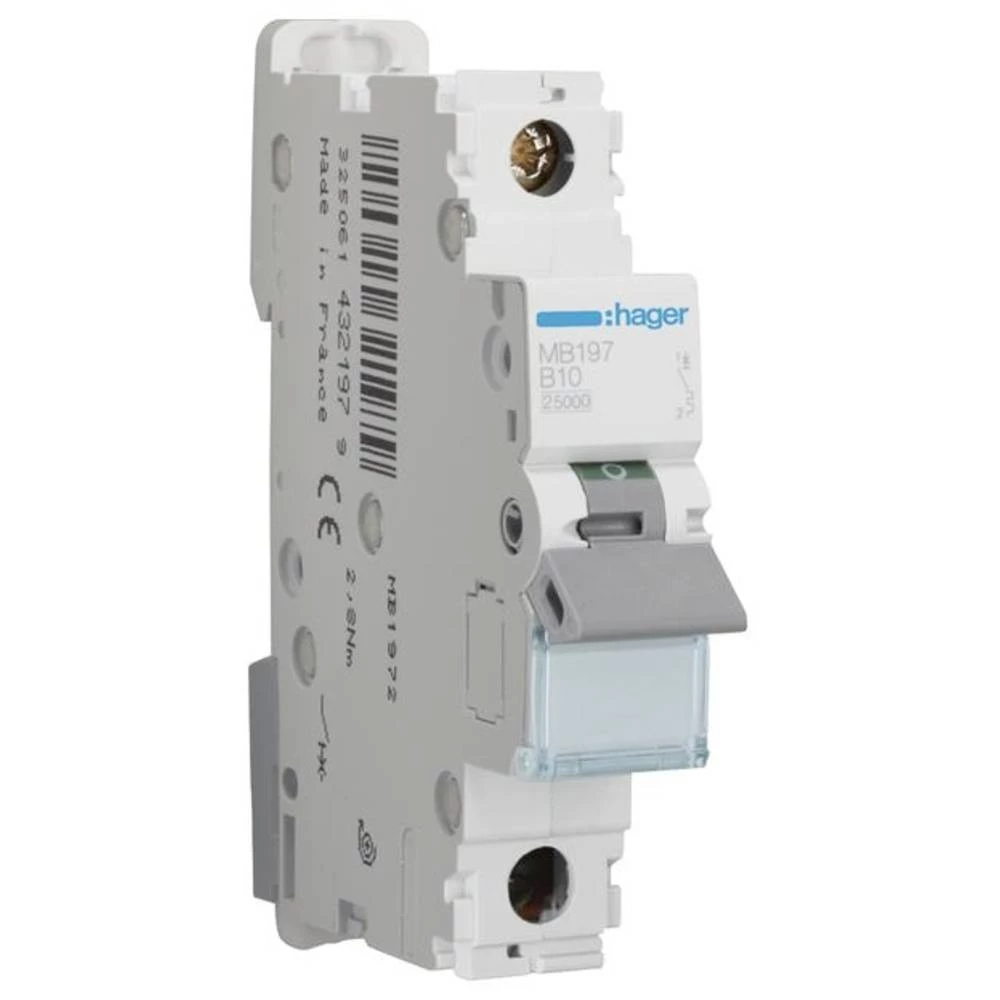 Hager MB197 MB197 zaštitna sklopka za vodove 1-polni 10 A 400 V slika