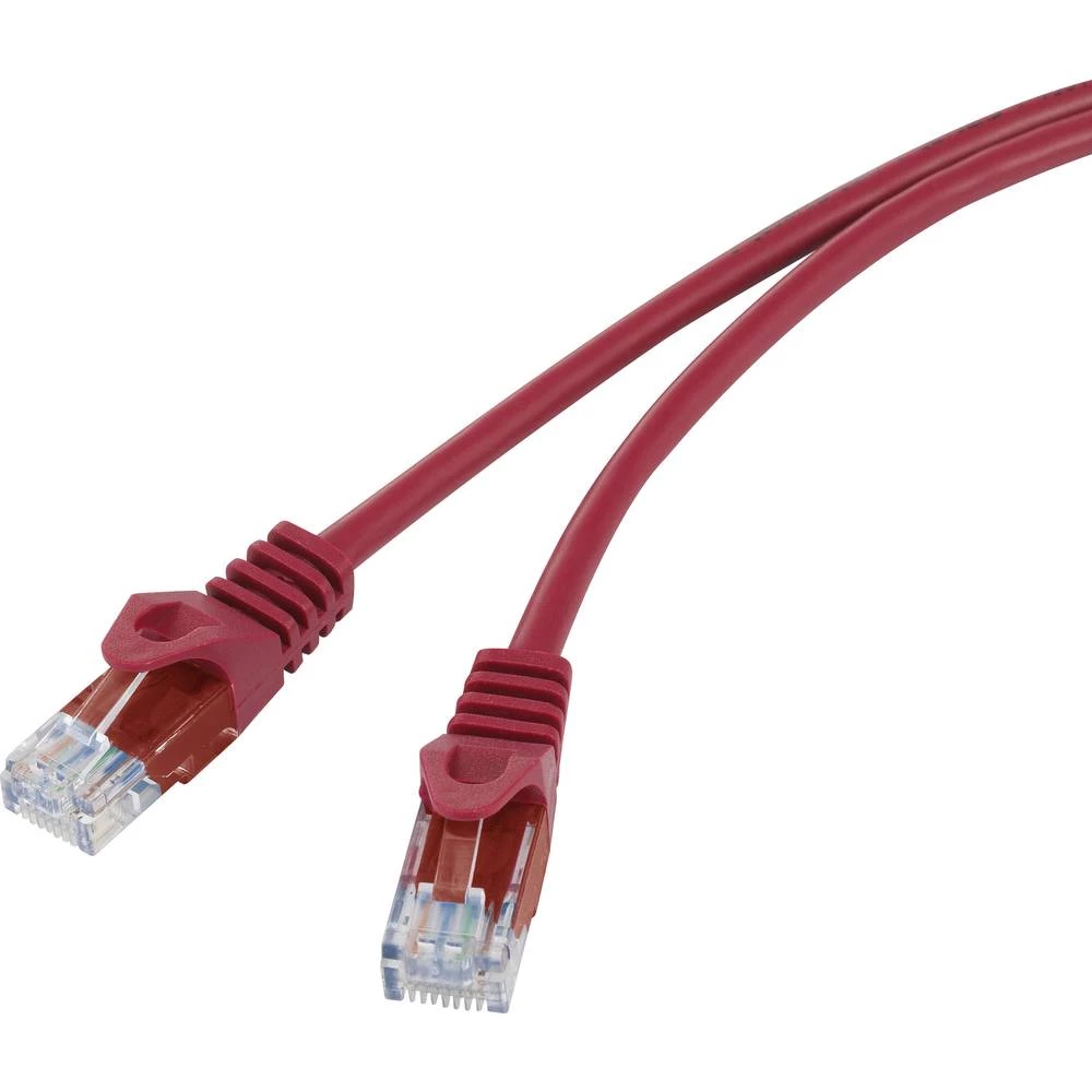 LAN (RJ45) Mreža Priključni kabel CAT 5e U/UTP 2 m Crvena sa zaštitom za nosić Basetech slika