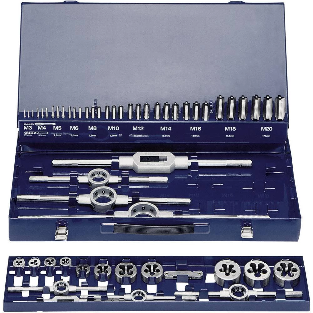 Eventus by Exact 10723 komplet nareznica za navoje 54-dijelni HSS metrički M3, M4, M5, M6, M8, M10, M12, M14, M16, M18, slika