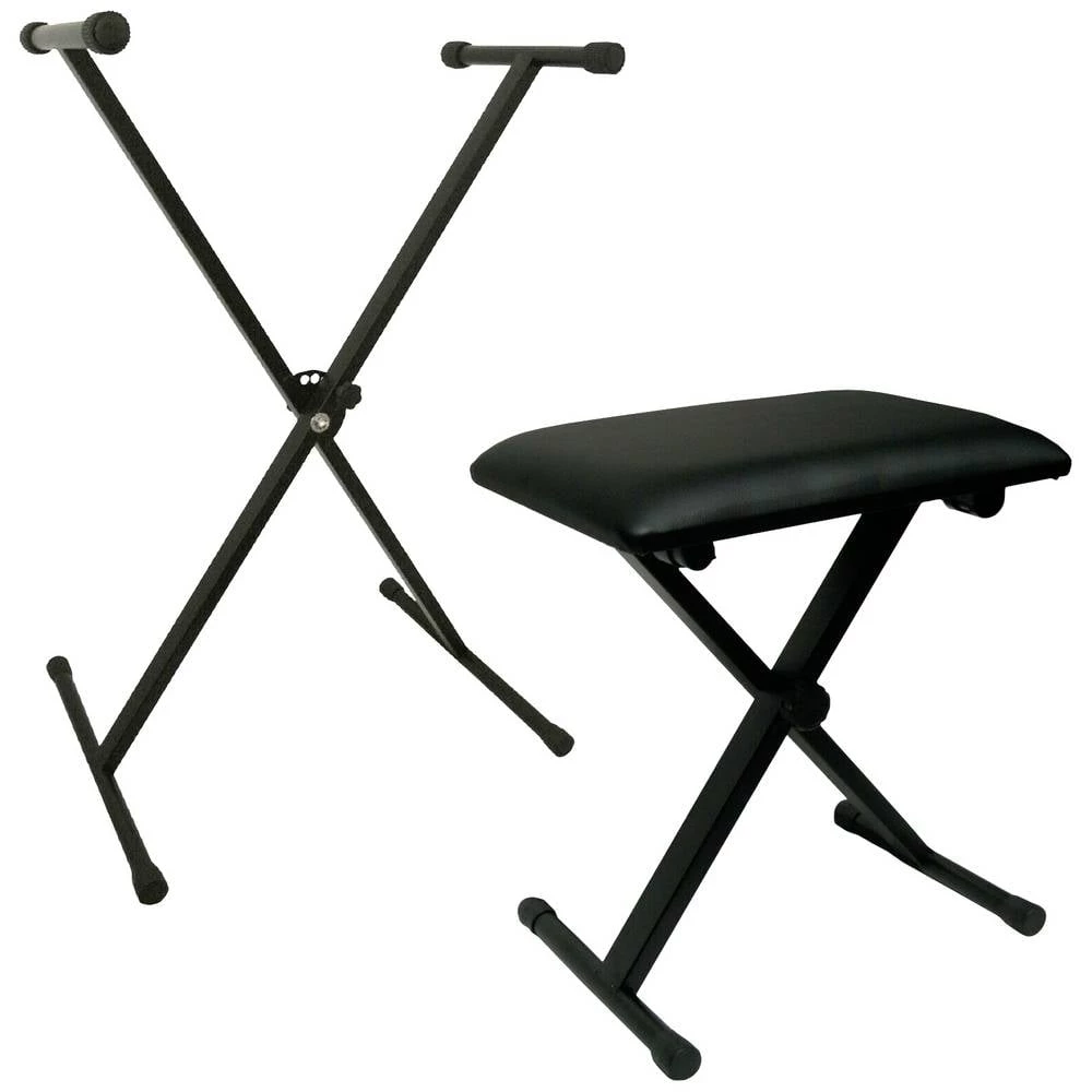 MSA Musikinstrumente Set AKB3, AKS1 klupa za klavijaturu + stalak za klavijaturu crna podesivo po visini slika