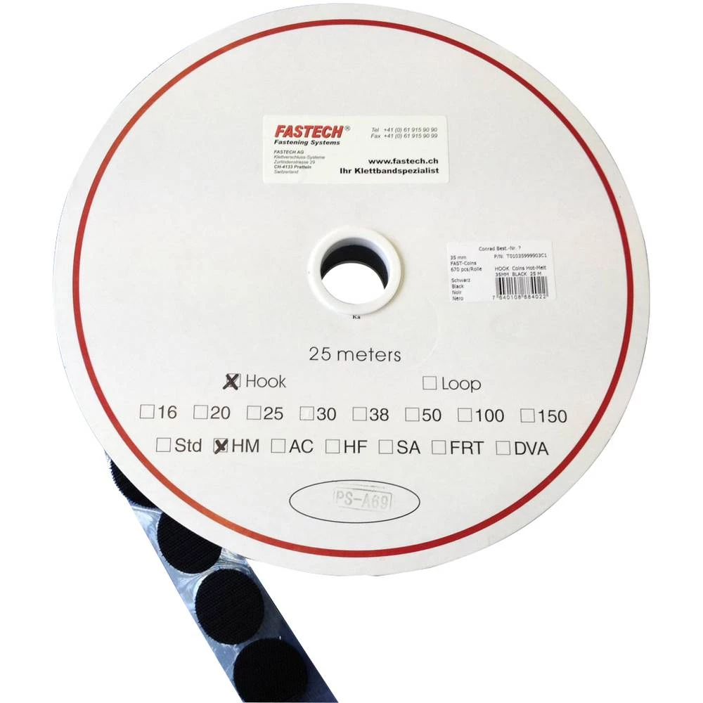 FASTECH® okrugli prianjajući nastavak za lijepljenje vrućom talinom statički dio (Ø) 20 mm crna 5 m slika