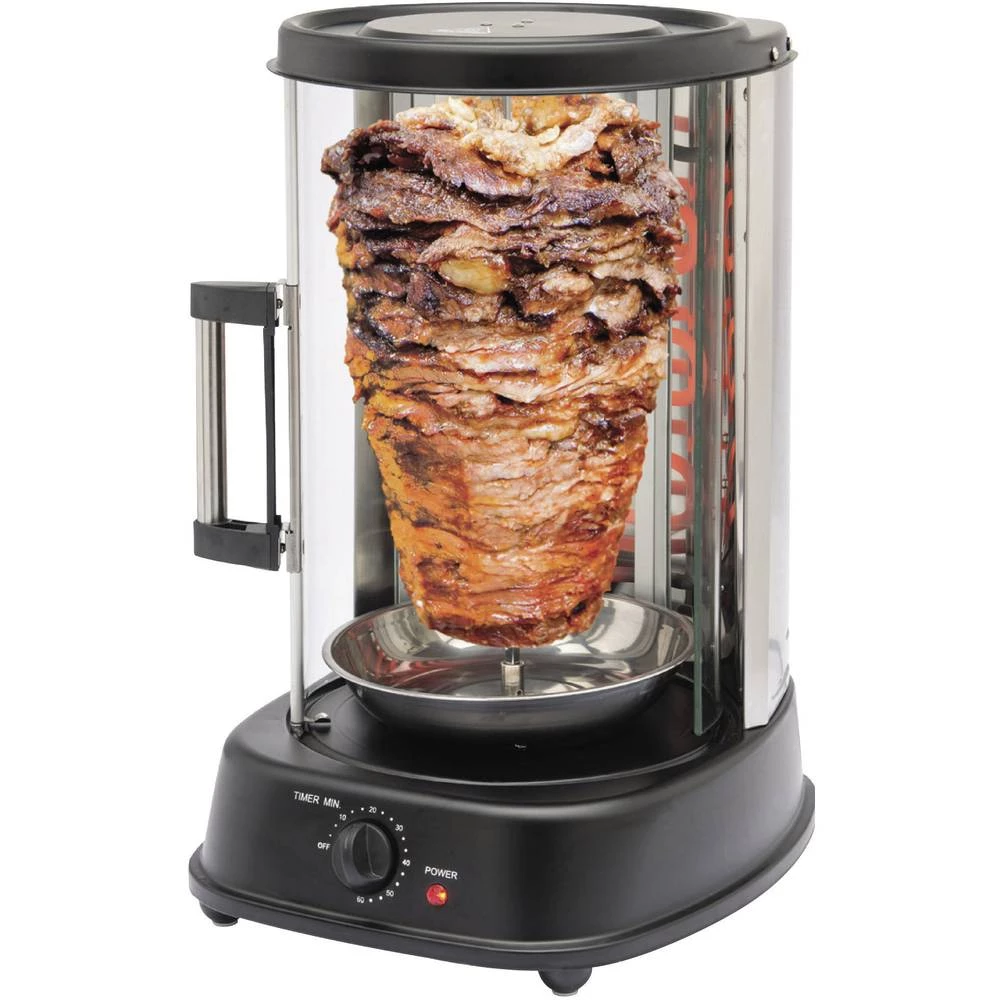Električan, Stol Roštilj za kebab TKG Team Kalorik TKG DGR 1000 S roštiljem - ražanj, Funkcija tajmer Crna slika