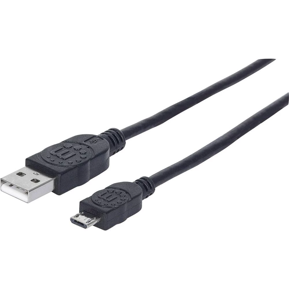 Manhattan USB 2.0 Priključni kabel [1x Muški konektor USB 2.0 tipa A - 1x Muški konektor USB 2.0 tipa Micro B] 0.15 m Crna Zašti slika