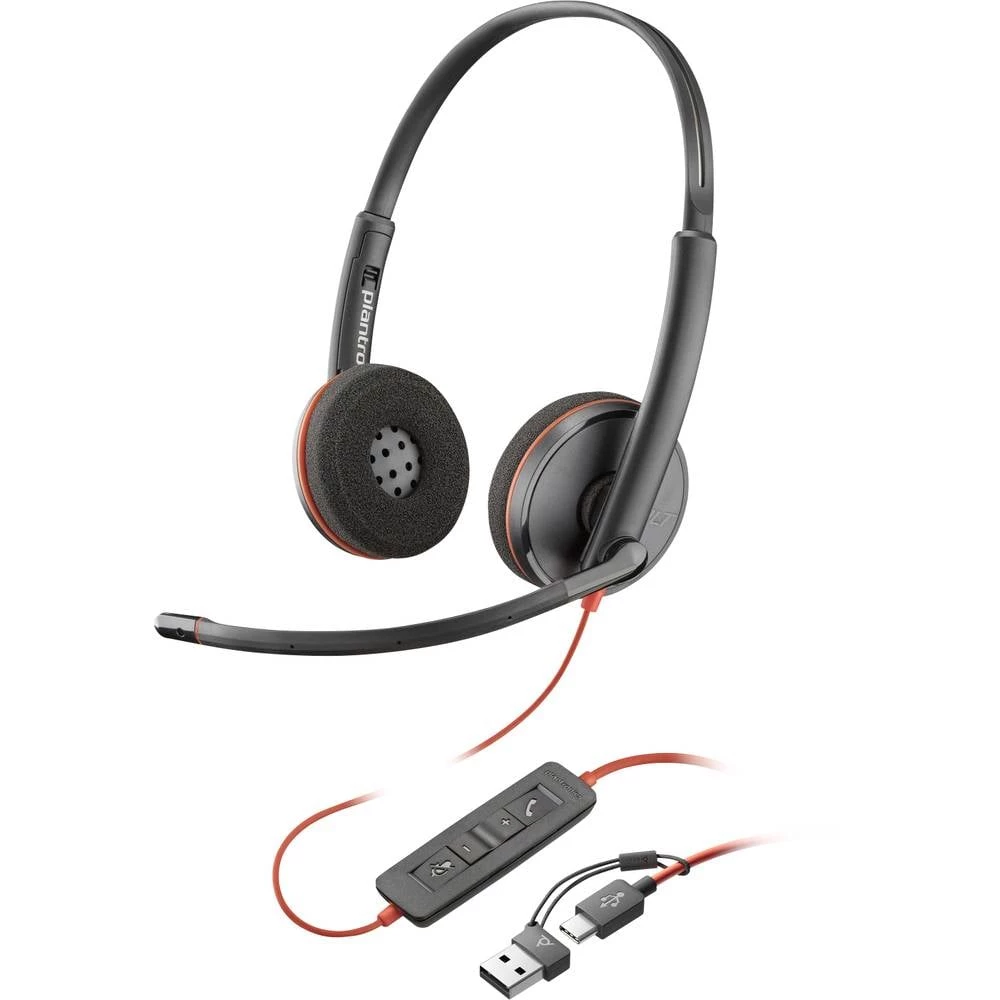 HP Poly Blackwire C3220 računalo  Over Ear Headset žičani stereo crna  slušalice s mikrofonom, kontrola glasnoće, utišav slika