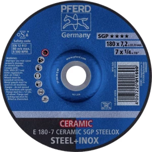 PFERD 62217300 E 180-7 CERAMIC SGP STEELOX ploča za grubu obradu s glavom  180 mm 22.23 mm 10 St. slika