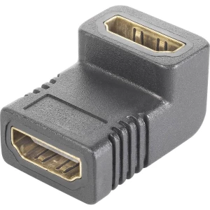 SpeaKa Professional SP-9564944 HDMI adapter [1x ženski konektor HDMI - 1x ženski konektor HDMI] crna pozlaćeni kontakti, 90° kutno prema gore 0.00 m slika