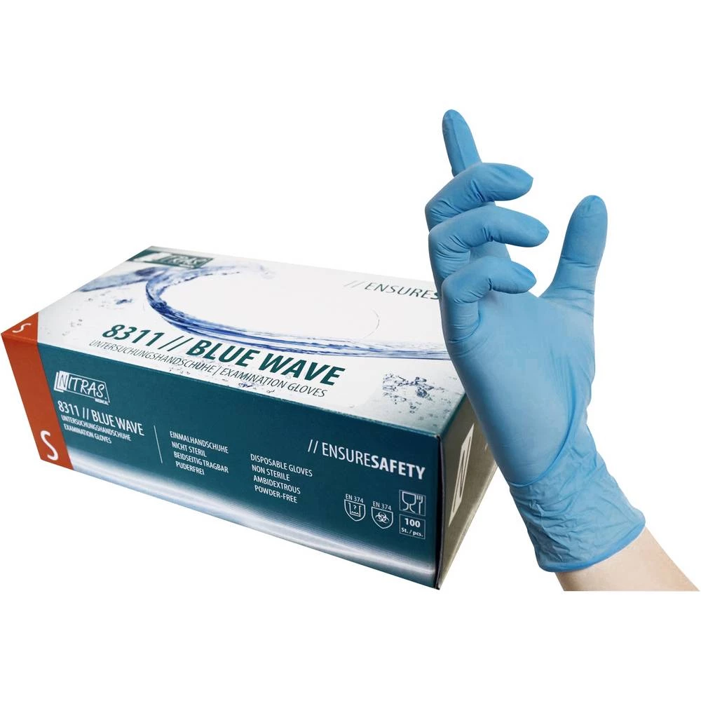 NITRAS Blue Wave 832-XL 100 St. nitril rukavice za jednokratnu upotrebu Veličina (Rukavice): xl slika