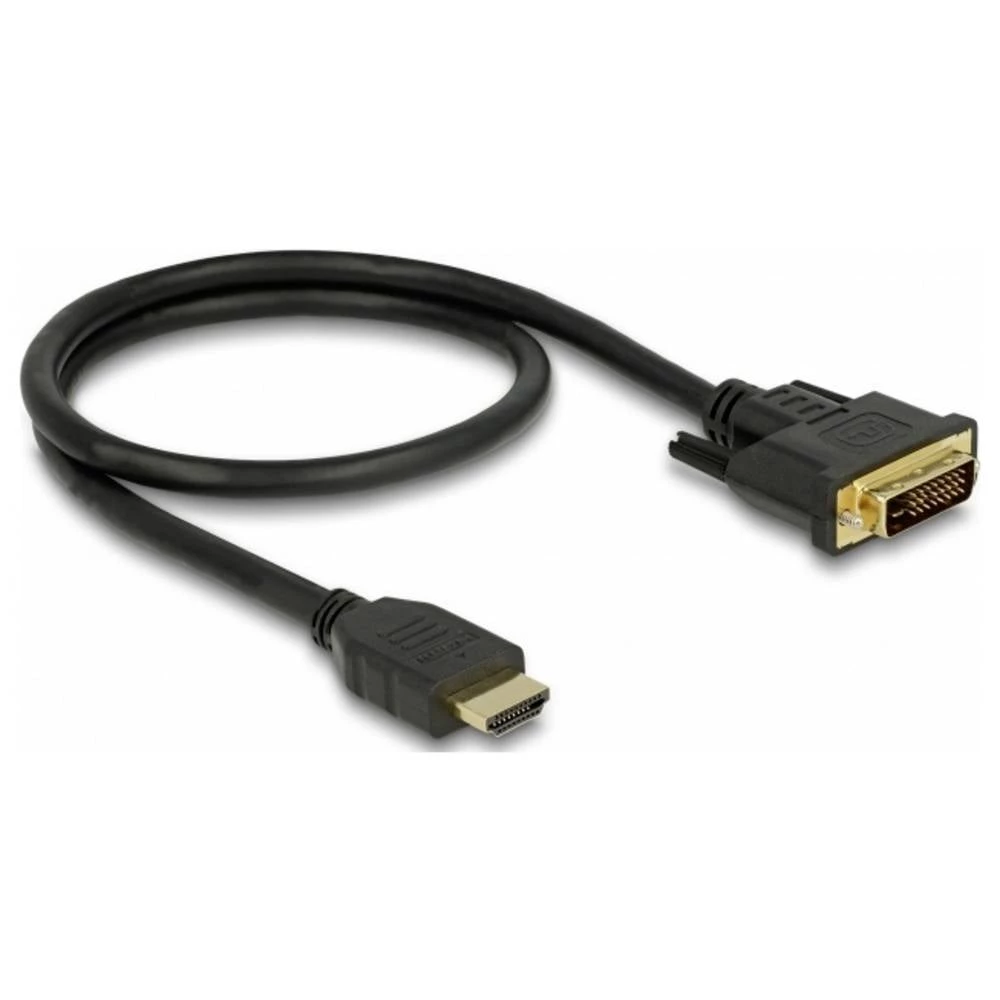 Delock HDMI / DVI priključni kabel HDMI A utikač, DVI-D 24+1-polni utikač 0.5 m crna 85651 trostruko zaštićen, pozlaćeni slika