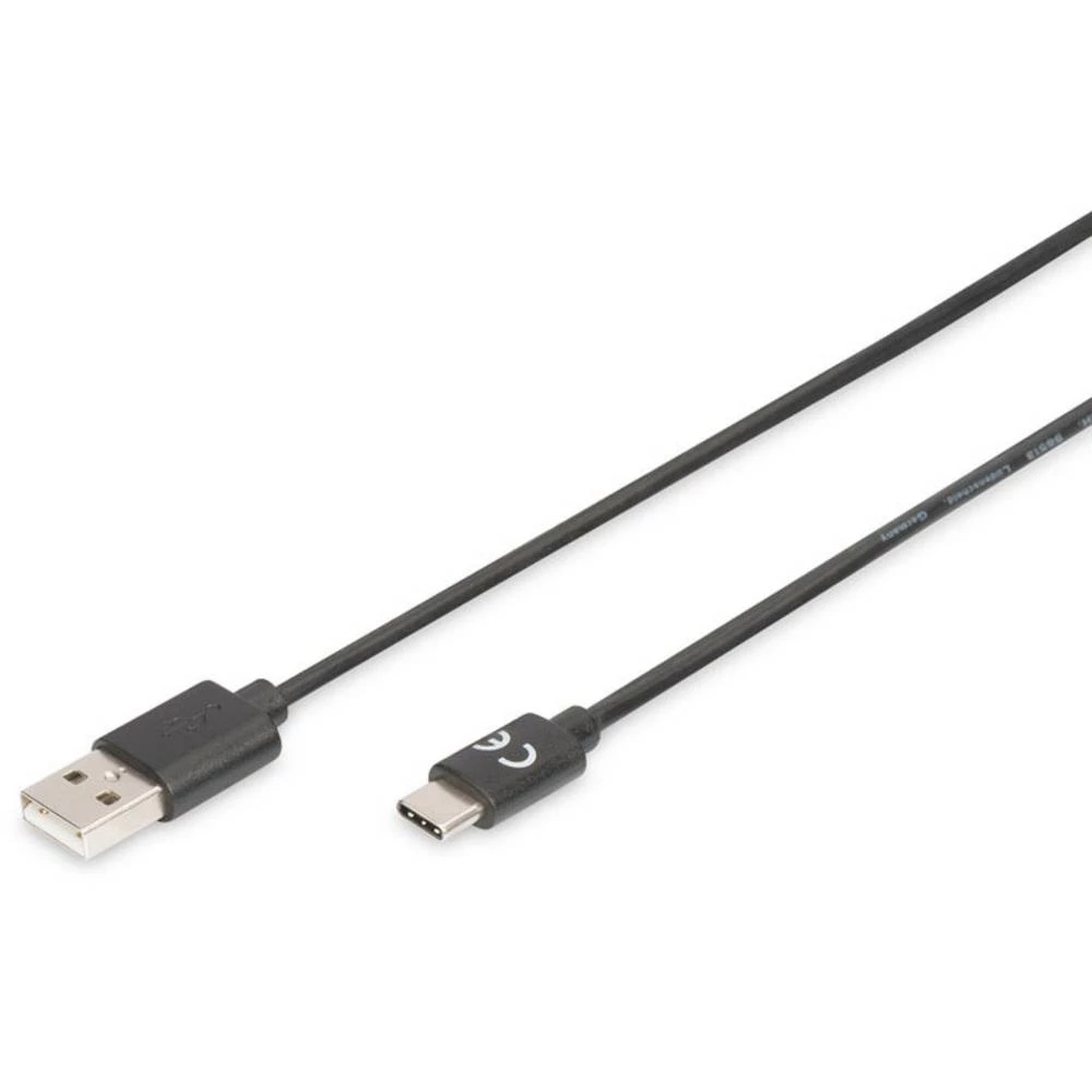 Digitus USB 2.0, USB-C Priključni kabel [1x Muški konektor USB 2.0 tipa A - 1x Muški konektor USB-C&trade;] 4.0 m Crna Fleksibil slika