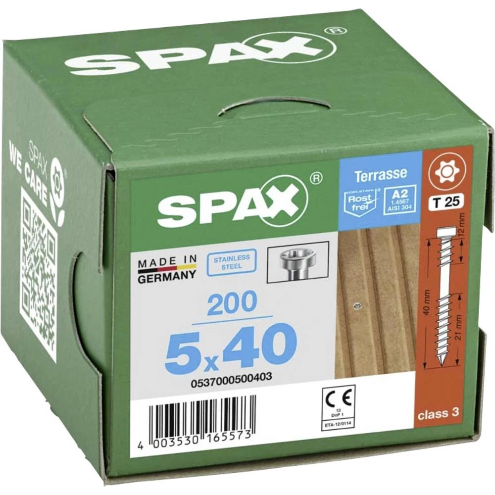 SPAX 0537000500403 R 88192 Zylinderkopf T-STAR vijak za drvo 5 mm 40 mm T-STAR plus nehrđajući čelik A2 200 kom. slika