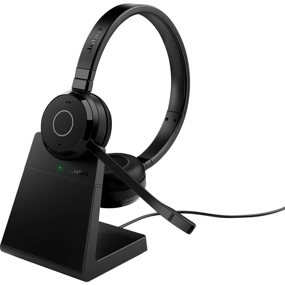 Jabra Evolve 65 TE Link390a UC Stereo On Ear Headset Bluetooth® crna slušalice s mikrofonom, indikator napunjenosti bate slika