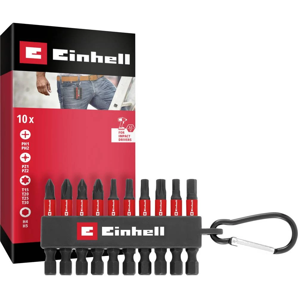 Einhell Karabiner Impact Bit Set 10tlg 118633 bit komplet 1/4" (6.3 mm), PH, PZ, šesterokut, TX slika