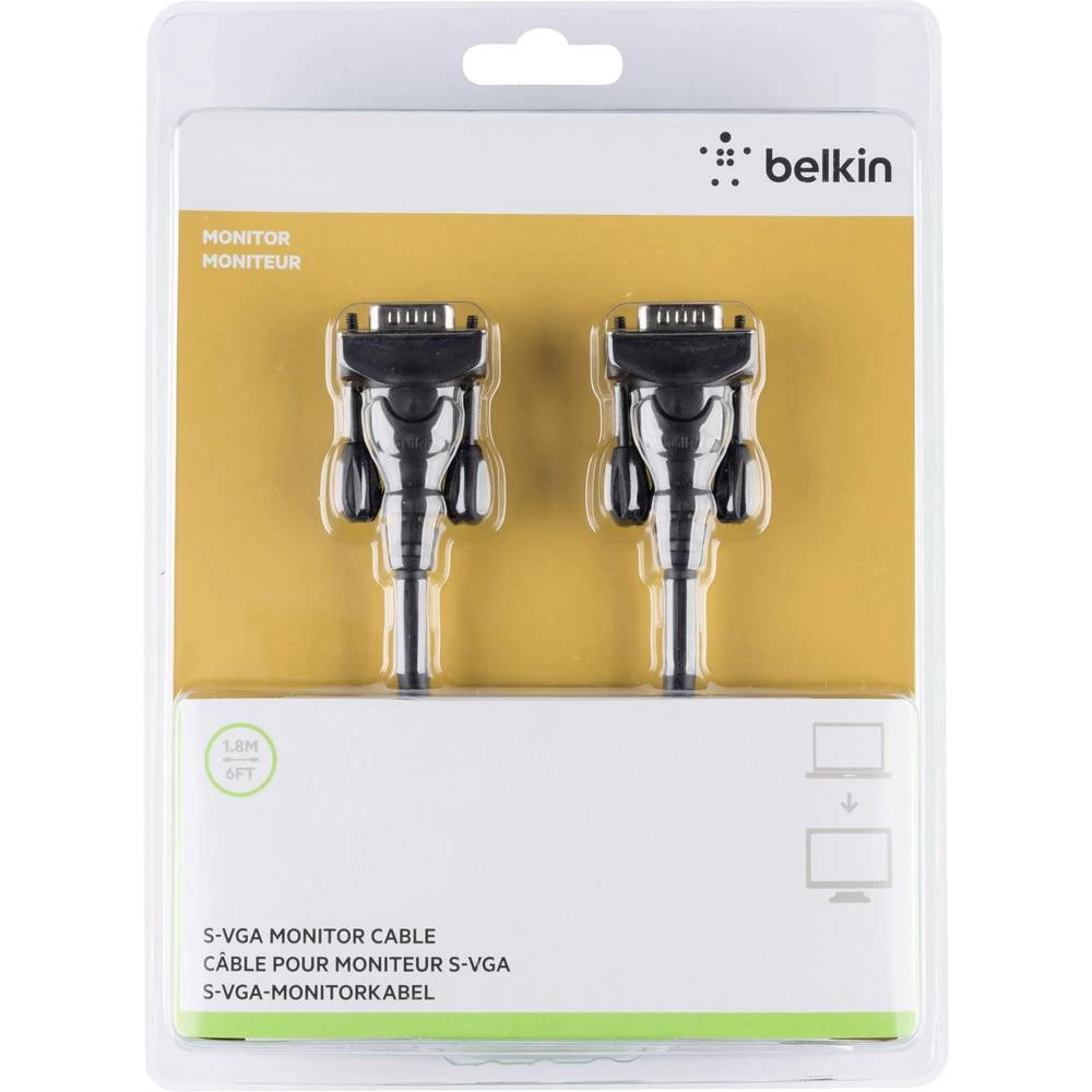 Belkin VGA Priključni kabel [1x Muški konektor VGA - 1x Muški konektor VGA] 1.8 m Crna slika