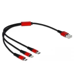 Delock USB kabel USB 2.0 USB-A utikač, USB-C® utikač, USB-Micro-B utikač, Apple Lightning utikač 0.30 m crna, crvena 858