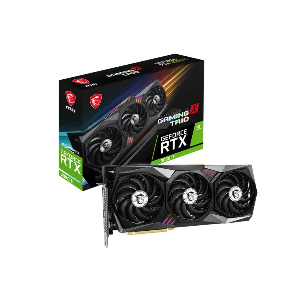 MSI GeForce RTX 3060 Ti GAMING X TRIO, GeForce RTX 3060 Ti, 8GB, GDDR6X, 256-bit, 7680x4320 piksela, PCI Express 4.0 MSI grafička kartica  RTX 3060 Ti  8 GB    PCIe 4.0 x4 slika