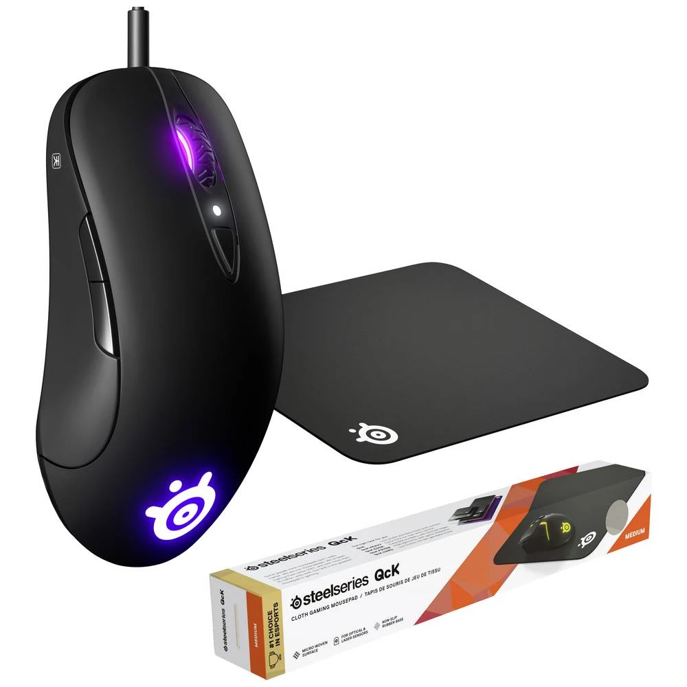 Steelseries Sensei Ten, Qck Medium Bundle igraći miš žičani optički crna 8 Tipke 18000 dpi slika