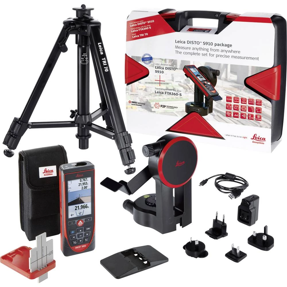 Leica Geosystems DISTO S910 Set Laserski daljinomjer Stativ adapter 6,3 mm (1/4 "), Zaslon osjetljiv na dodir, Li-ion akumulator slika