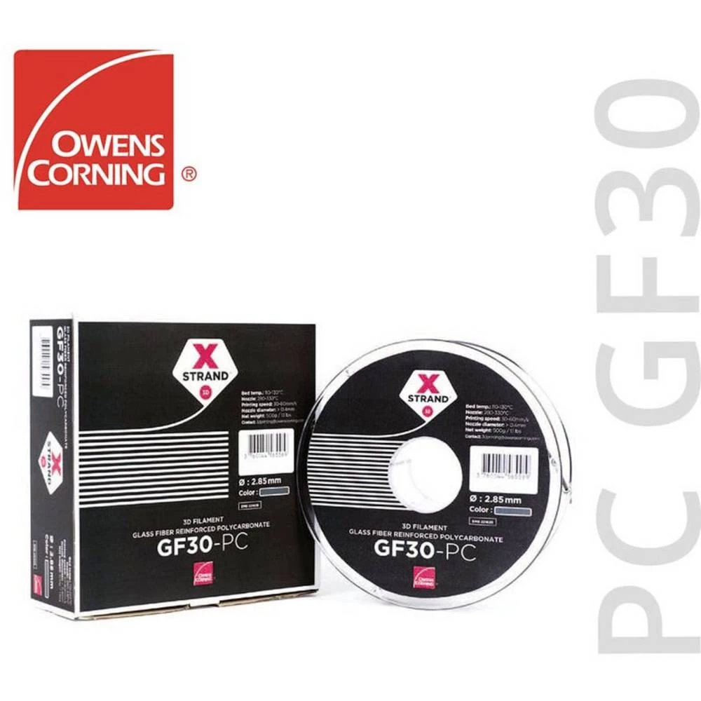 Owens Corning FIXD-1000-001 Xstrand GF30 3D pisač filament pc (polikarbonat) uv otporan 1.75 mm 500 g crna 1 St. slika