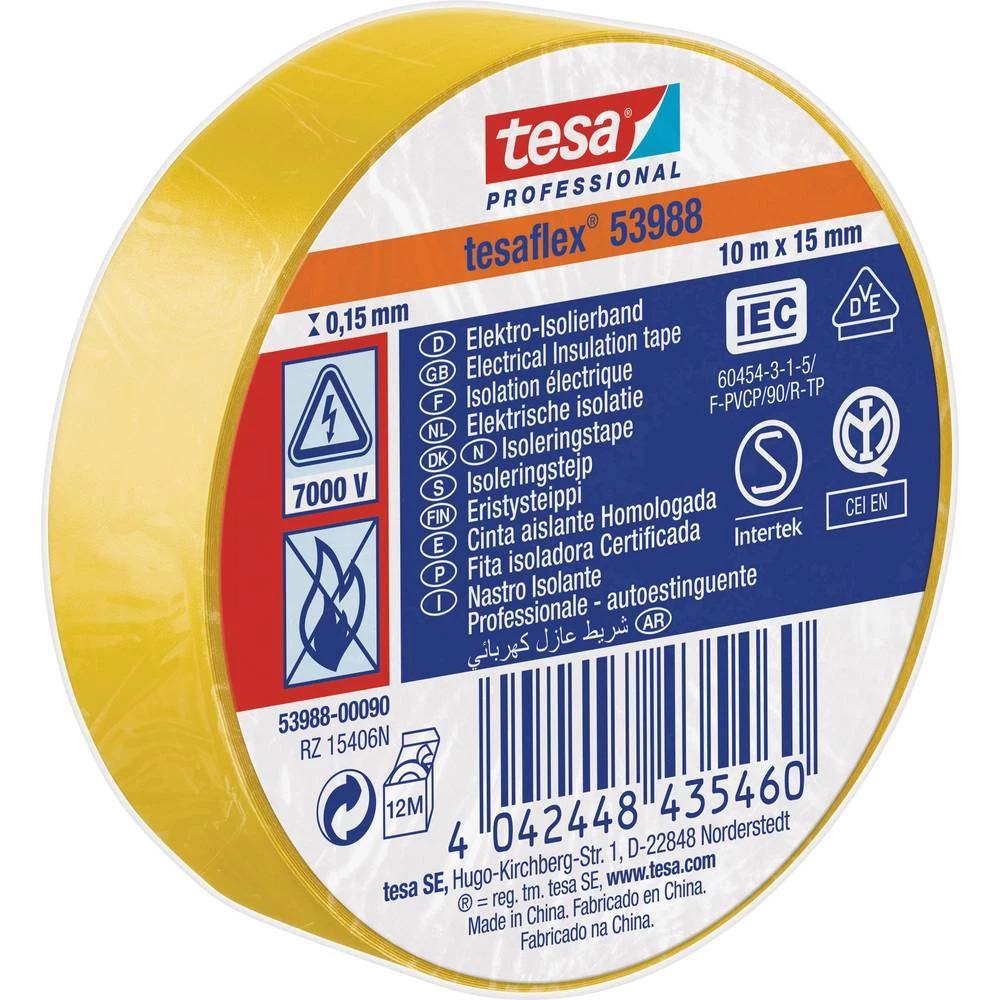Izolacijska traka tesa&reg; 53988 Žuta (D x Š) 10 m x 15 mm tesa 53988-00090-00 1 Role slika