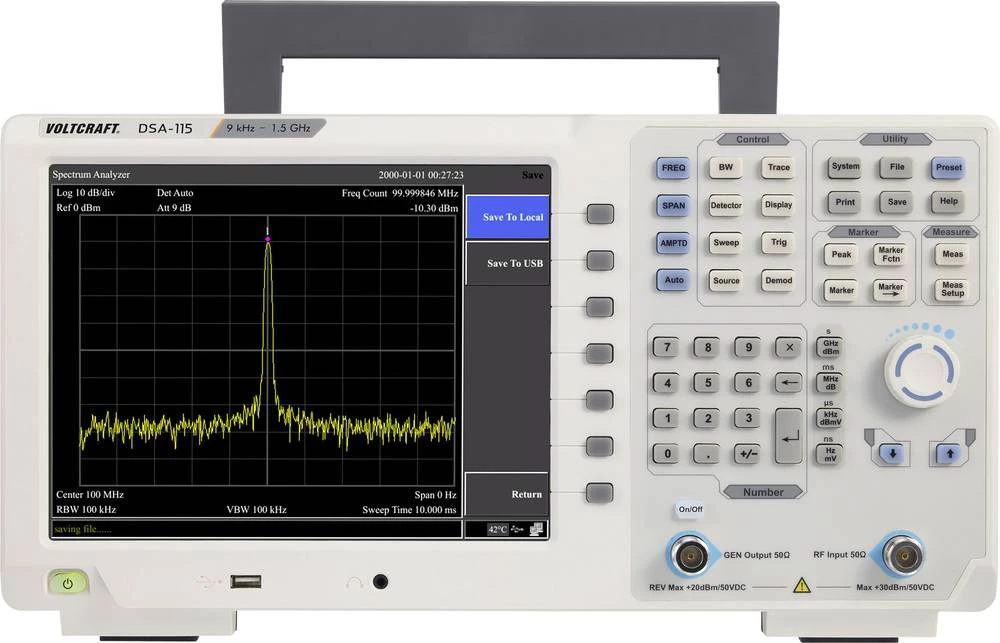 VOLTCRAFT DSA-115Analizator spektra, analizator spektra, frekvencijski raspon, slika