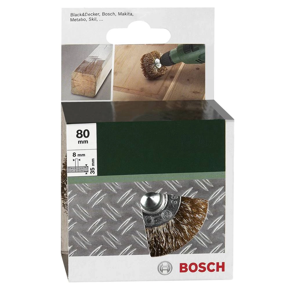 Četka za drvenu strukturu za bušilice - valovita žica, od mesinga, 80 mm Bosch Accessories 2609256541 1 slika