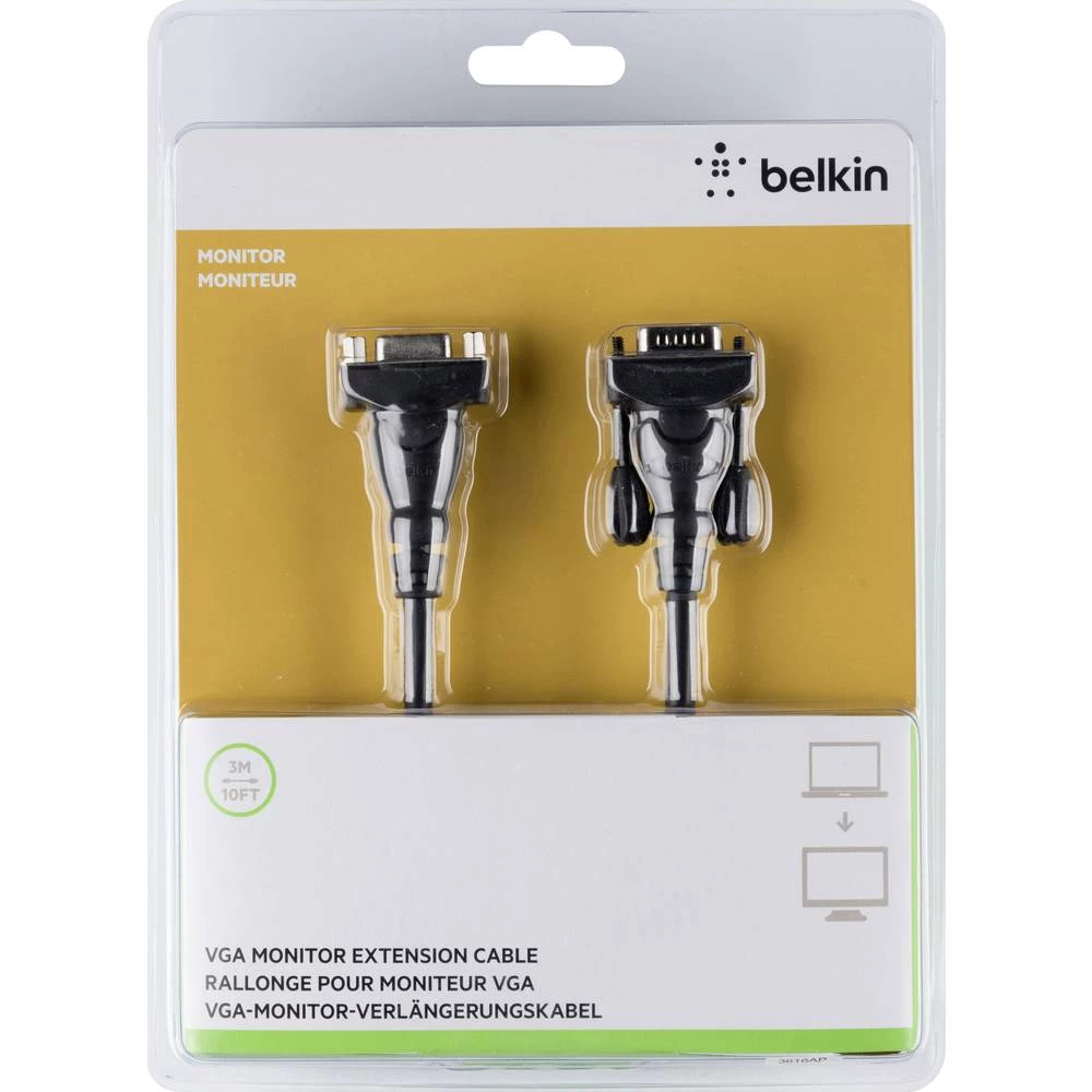 Belkin VGA Produžetak [1x Muški konektor VGA - 1x Ženski konektor VGA] 3 m Crna slika