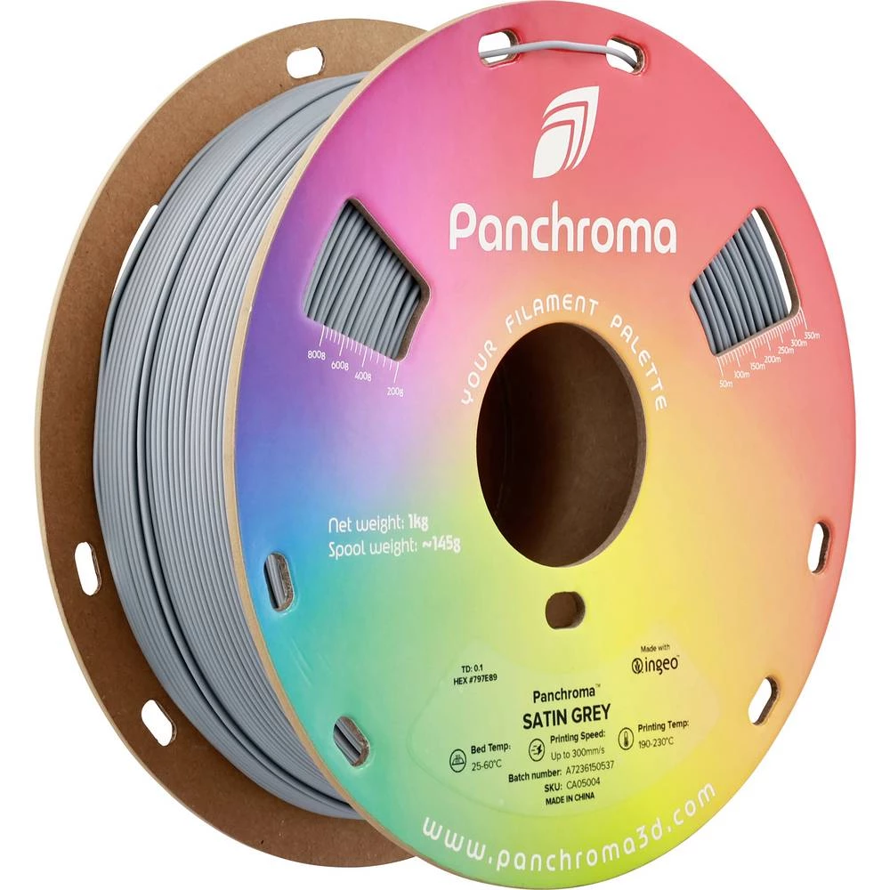 Polymaker CA05004 Panchroma™ Satin 3D pisač filament PLA satiniran, visoka krutost 1.75 mm 1000 g siva 1 kom. slika