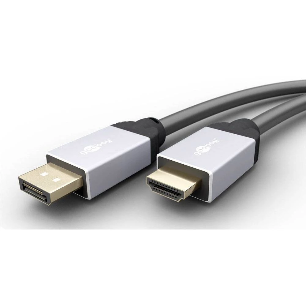 Goobay DisplayPort / HDMI Priključni kabel [1x Muški konektor DisplayPort - 1x Muški konektor HDMI] 1.5 m Crna slika