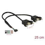Delock USB kabel USB 2.0 USB stup utičnica, USB-A utičnica 0.25 m crna 84832