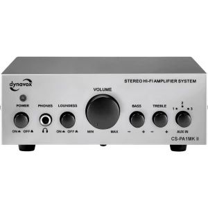Dynavox CS-PA1 MK II mini stereo pojačalo, kontrola tona za bas i visoke tonove, 3,5 mm priključak za slušalice, srebrna Dynavox stereo pojačalo x srebrna slika