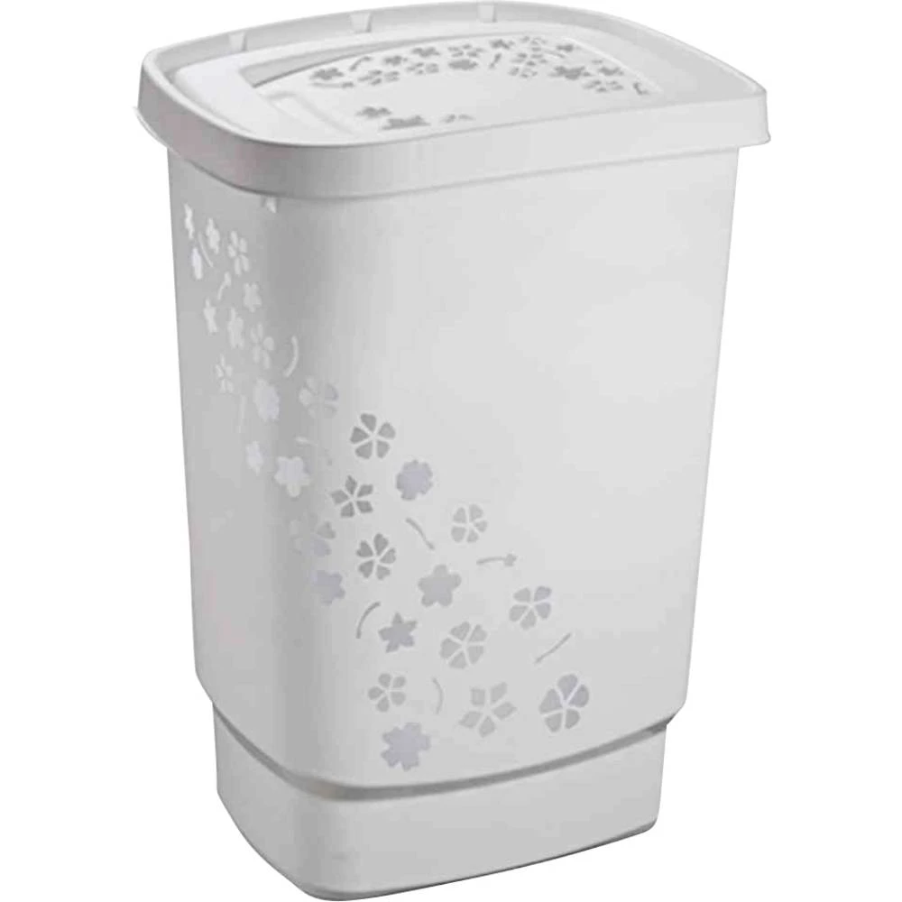 Kutija za rublje "Cvijeće" 55 l siva 44,7 x 34,7 x 60,4 cm slika