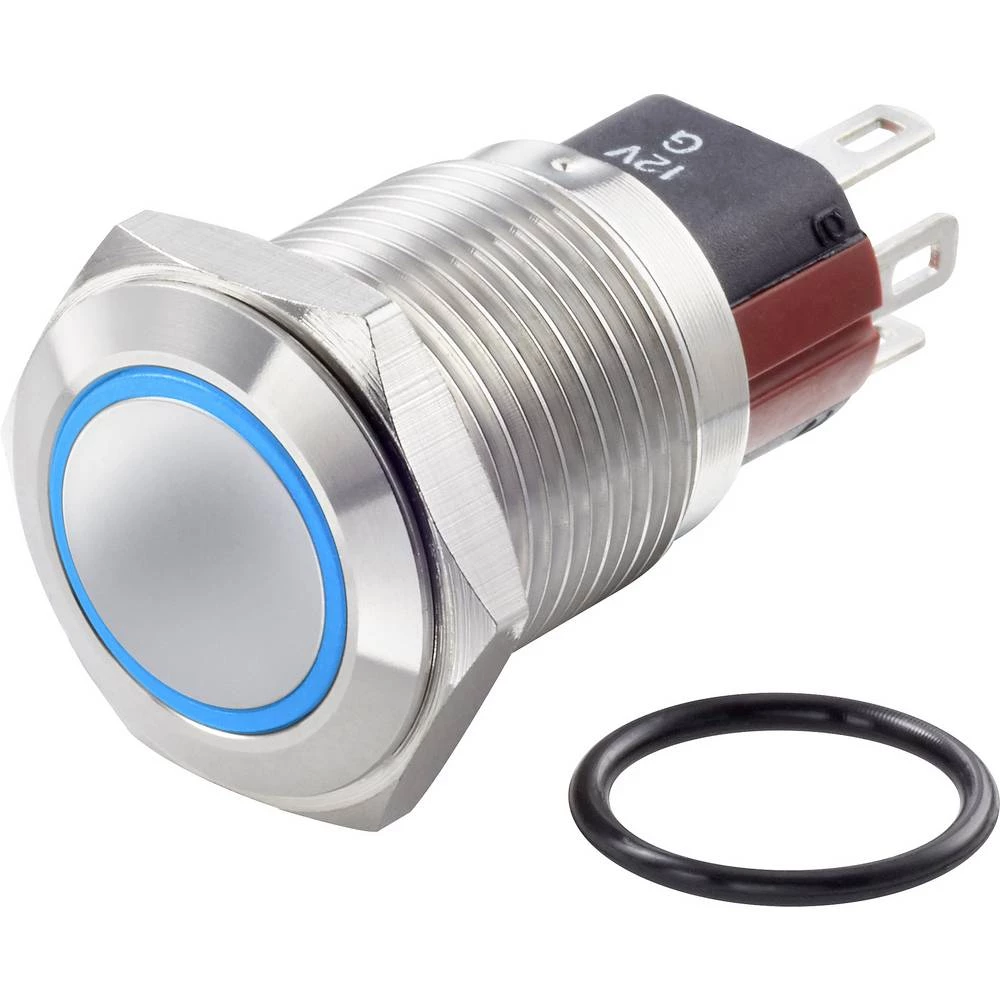 TRU COMPONENTS TC-GQ16-KF-11ZE/J/B/12V/S Tlačni prekidač sa zaštitom od vandalizma 48 V/DC 2 A 1 x OFF/ON IP65 zadržava položaj slika