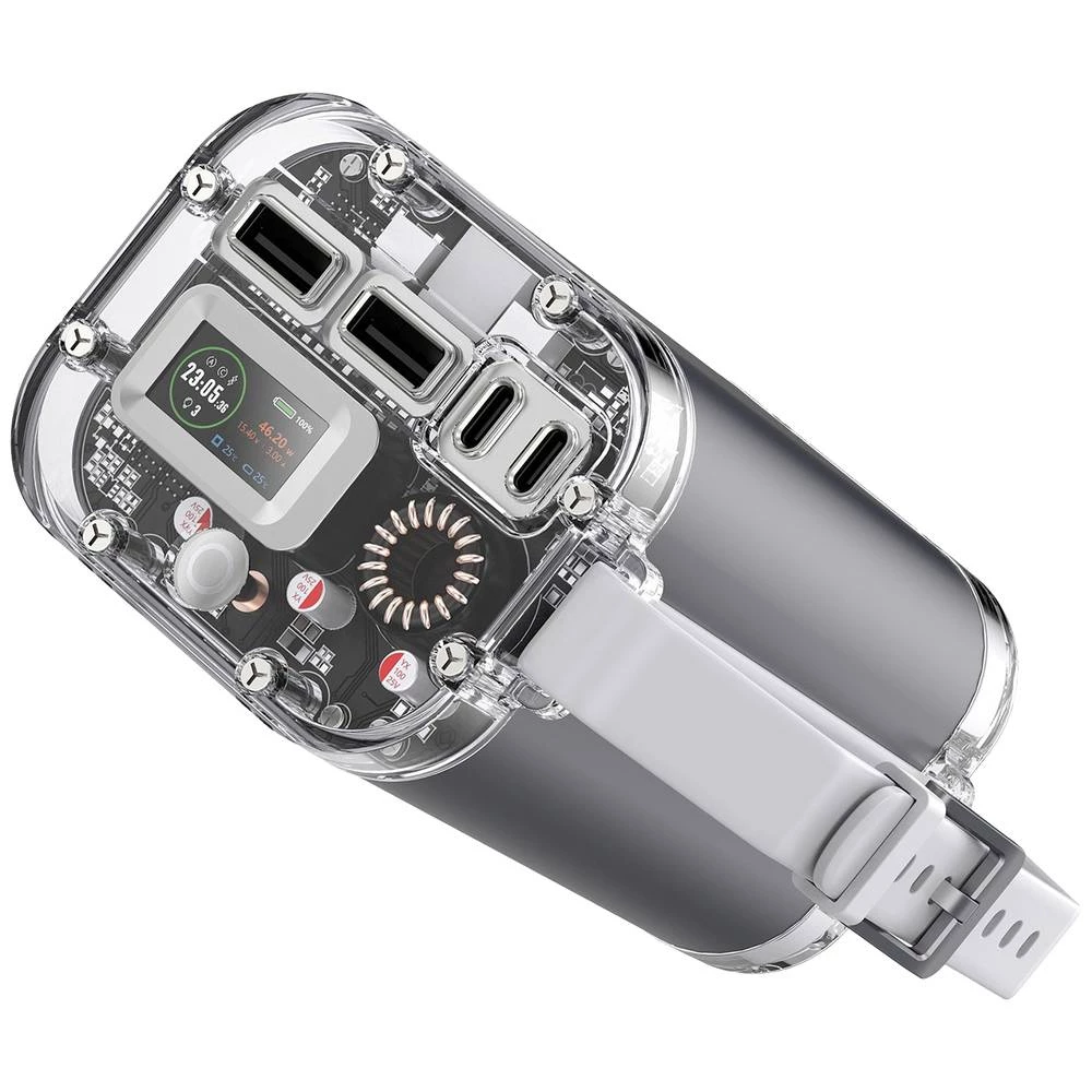 4Smarts Lucid Ultra powerbank (rezervna baterija) 40000 mAh Power Delivery, Quick Charge 3.0 LiPo  siva prikaz statusa, džepna svjetiljka slika