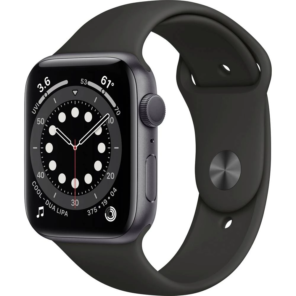 Apple Watch Series 6 GPS 44 mm kućište od aluminija space siva sportska narukvica crna slika