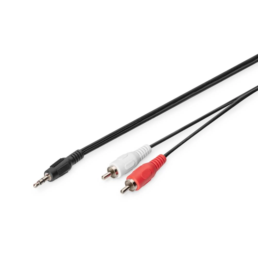 Digitus AK-510300-025-S utičnica / Cinch audio priključni kabel [1x 3,5 mm banana utikač - 2x muški cinch konektor] 2.50 m crna, crvena, bijela jednostruko oklopljeni kabel, okrugli slika