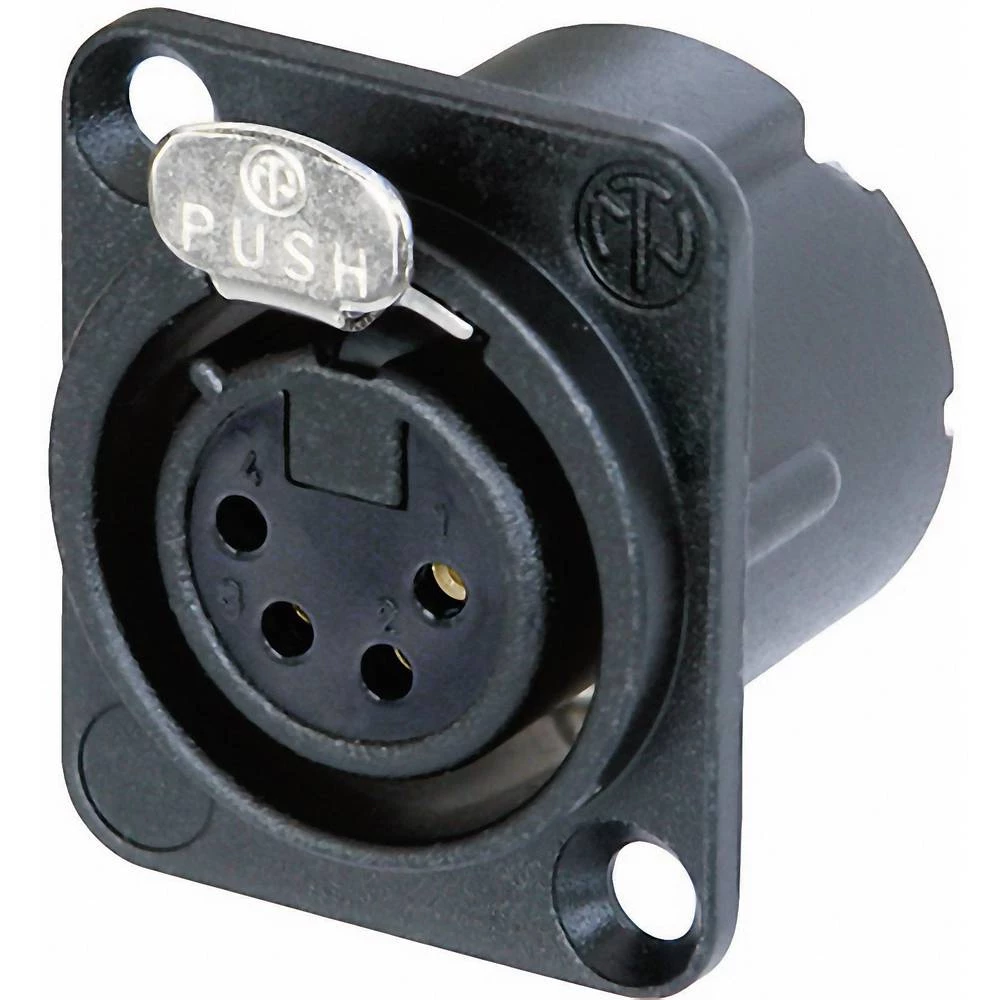 Neutrik NC4FD-LX-B XLR utični konektor ženski konektor za prirubnicu, ravni kontakti Broj polova (broj): 4 crna 1 St. slika