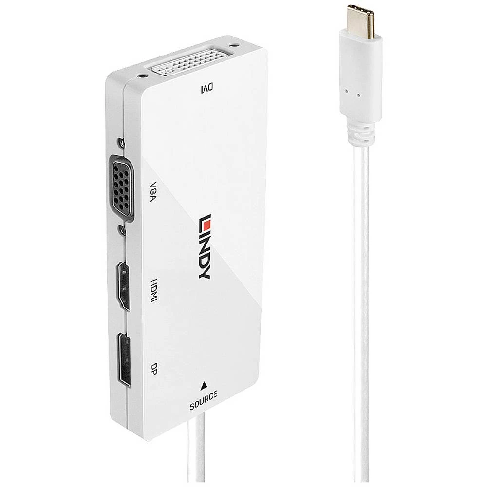LINDY USB-C™, displayport, VGA pretvarač [1x muški konektor USB-C™ - 1x ženski konektor displayport, ženski konektor dvi, 24 + 5 polova, ženski konektor HDMI, ženski konektor vga] slika
