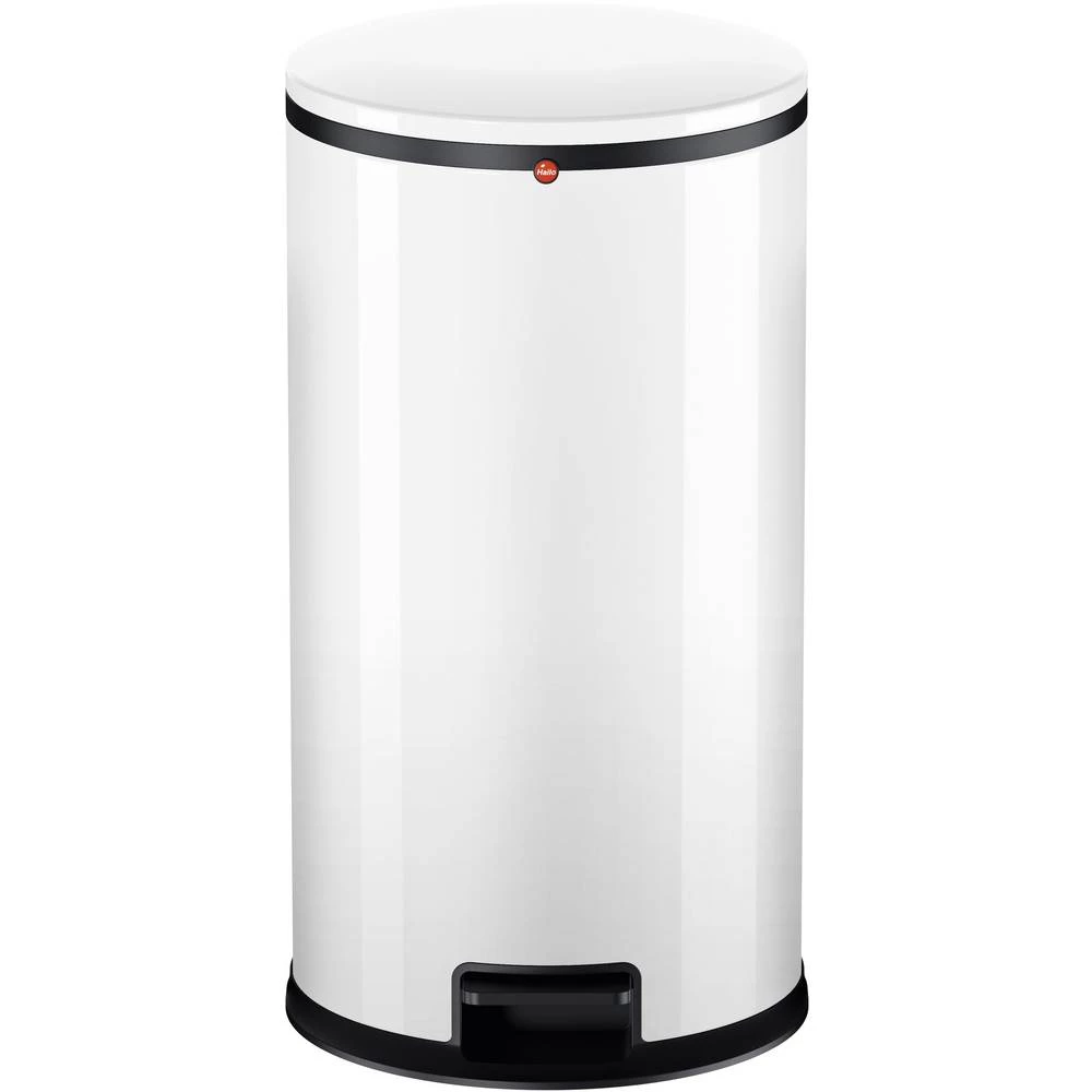 Kanta za smeće 25 l Hailo Pure L (promjer x V) 390 mm x 600 mm bijele boje, nožna pedala, poklopac s automatskim zatvaranjem 1 k slika
